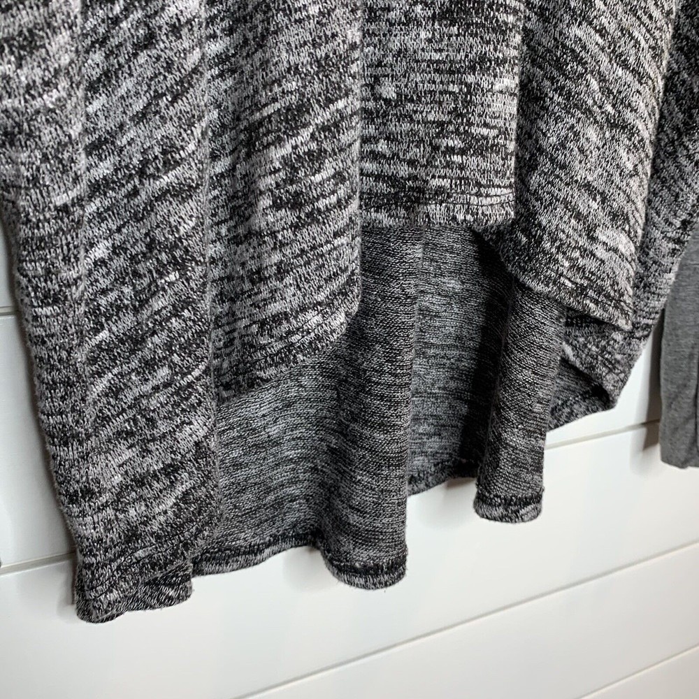 Pink Lily XL Sweater Top Hi Low Hem Gray Black Heather Cowl Neck MADE IN USA - Picture 8 of 8